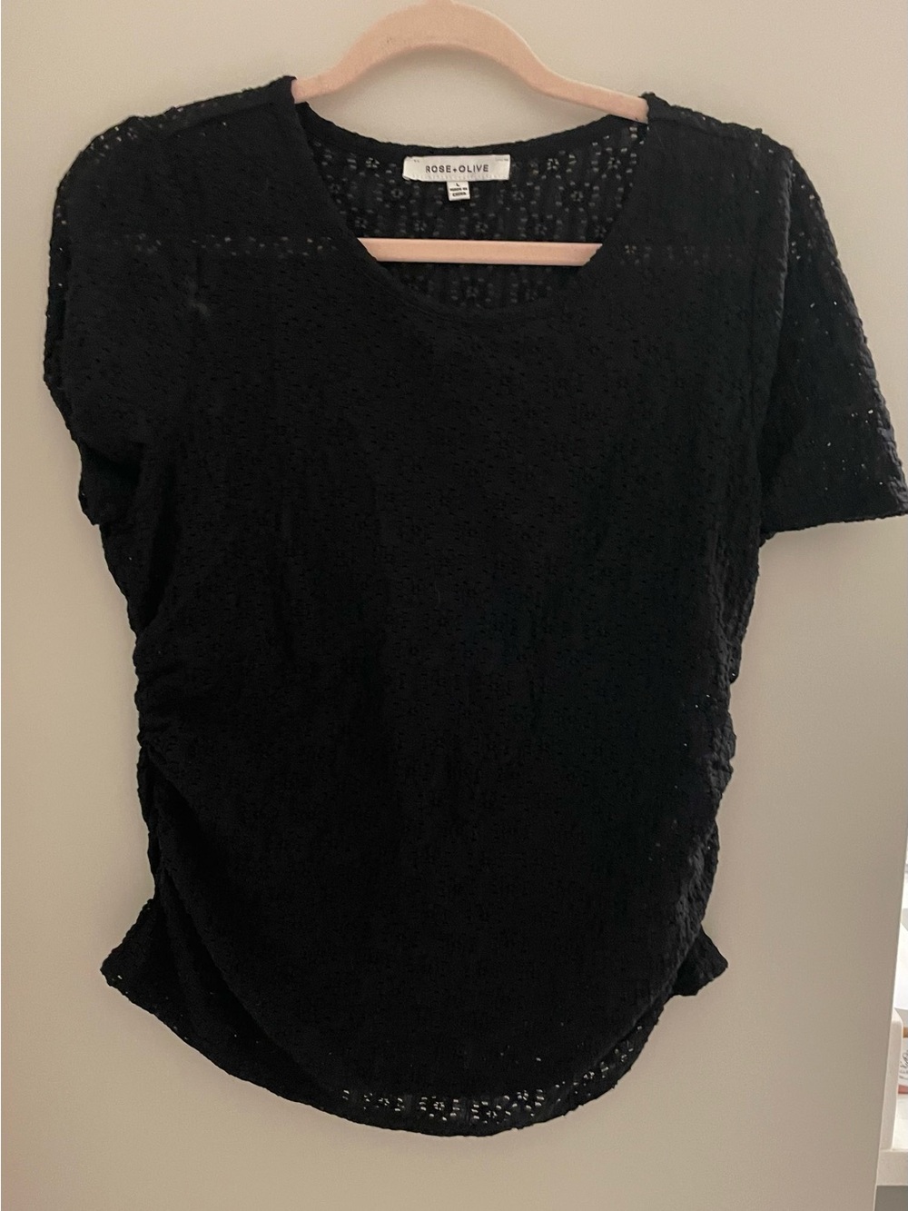 Rose & Olive Black Short-Sleeve Lace Tee